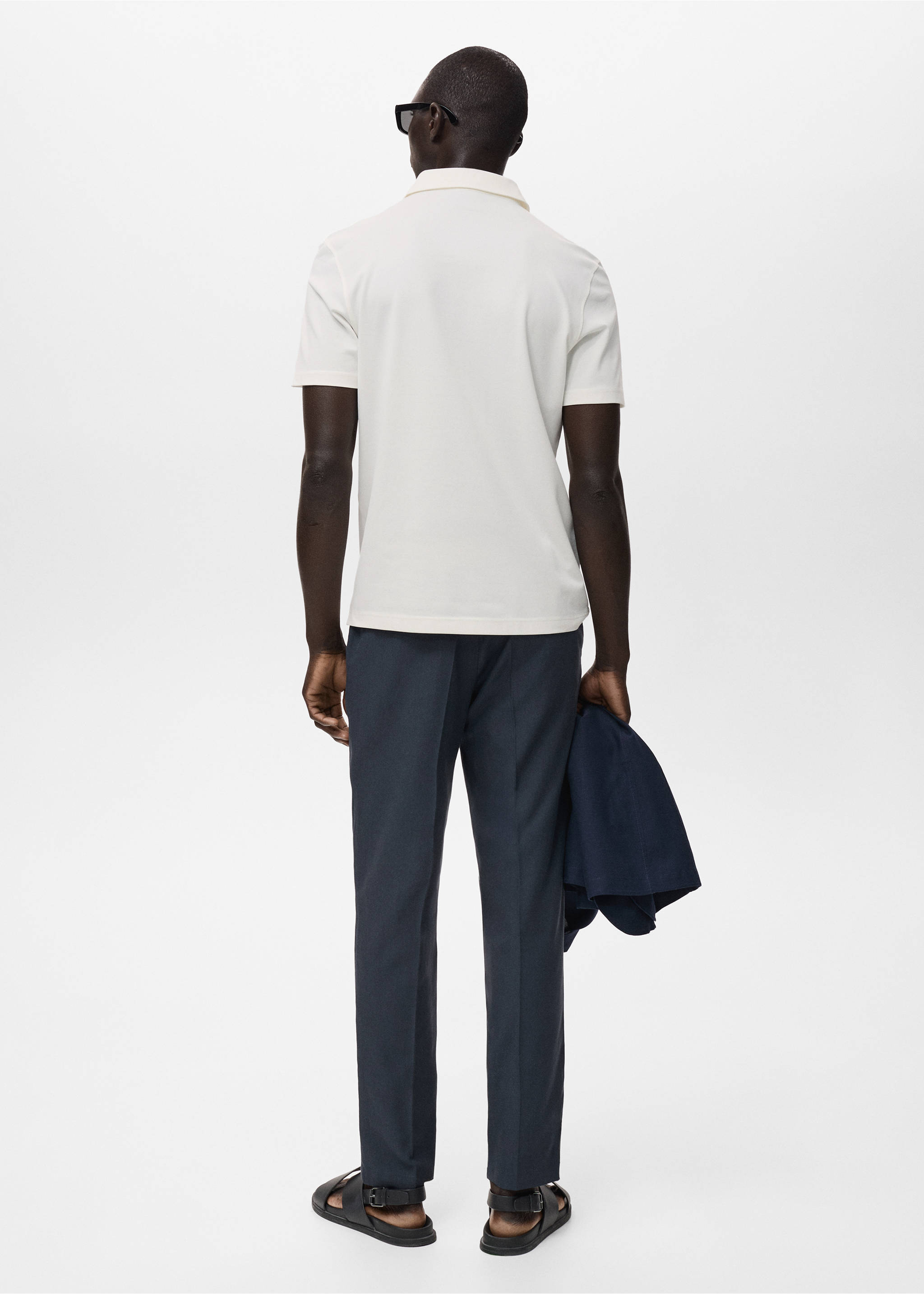 Cotton piqué polo shirt - Reverse of the article, Off White. Ref: 17041230-00.