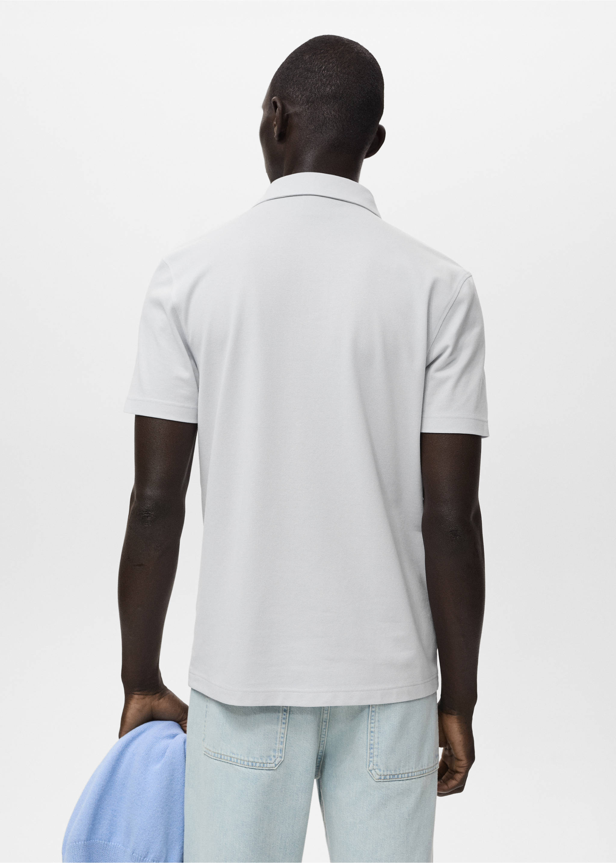 Cotton piqué polo shirt - Reverse of the article, Ivory White. Ref: 17041230-00.