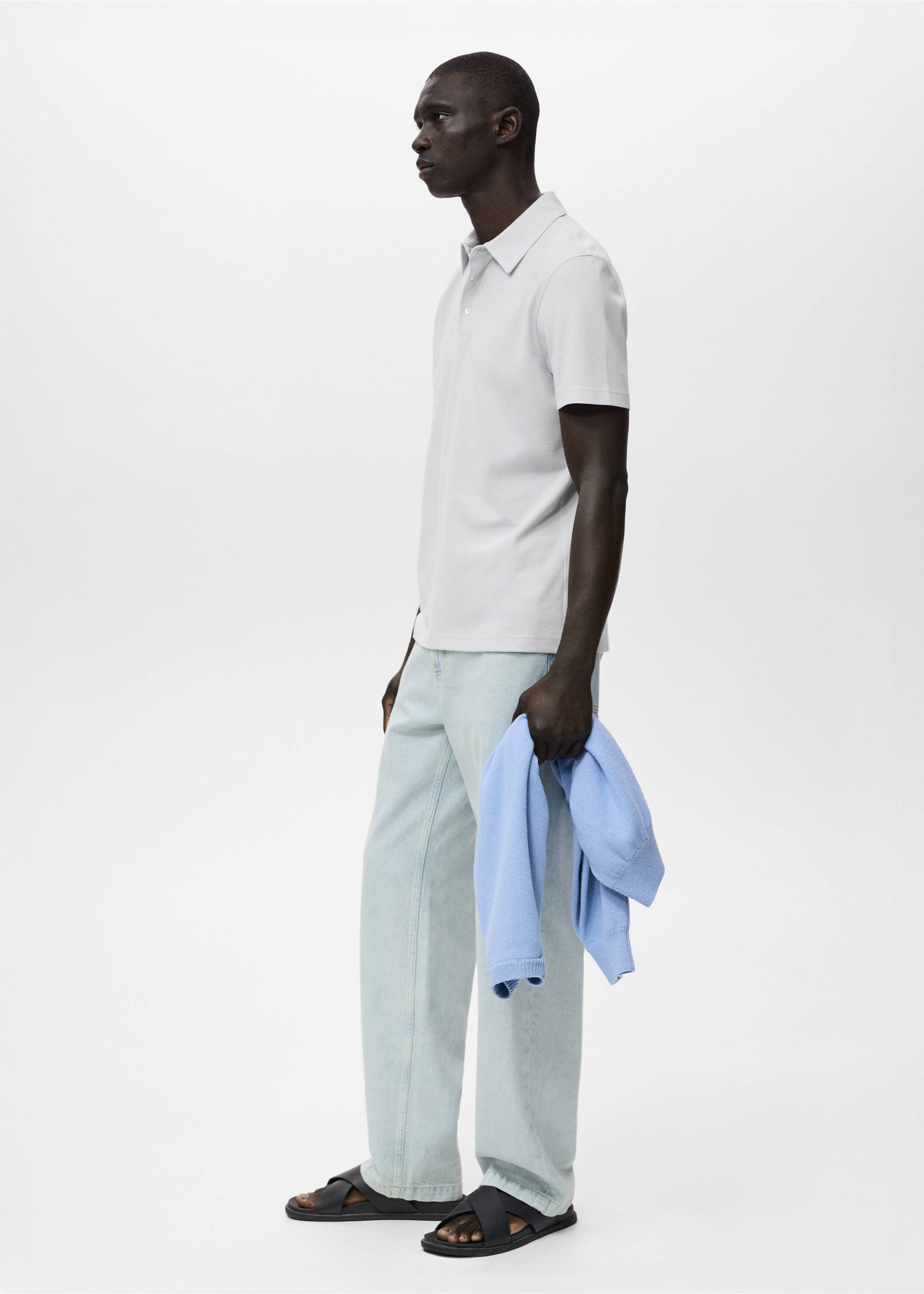 Cotton piqué polo shirt - Details of the article 2, Ivory White. Ref: 17041230-00.