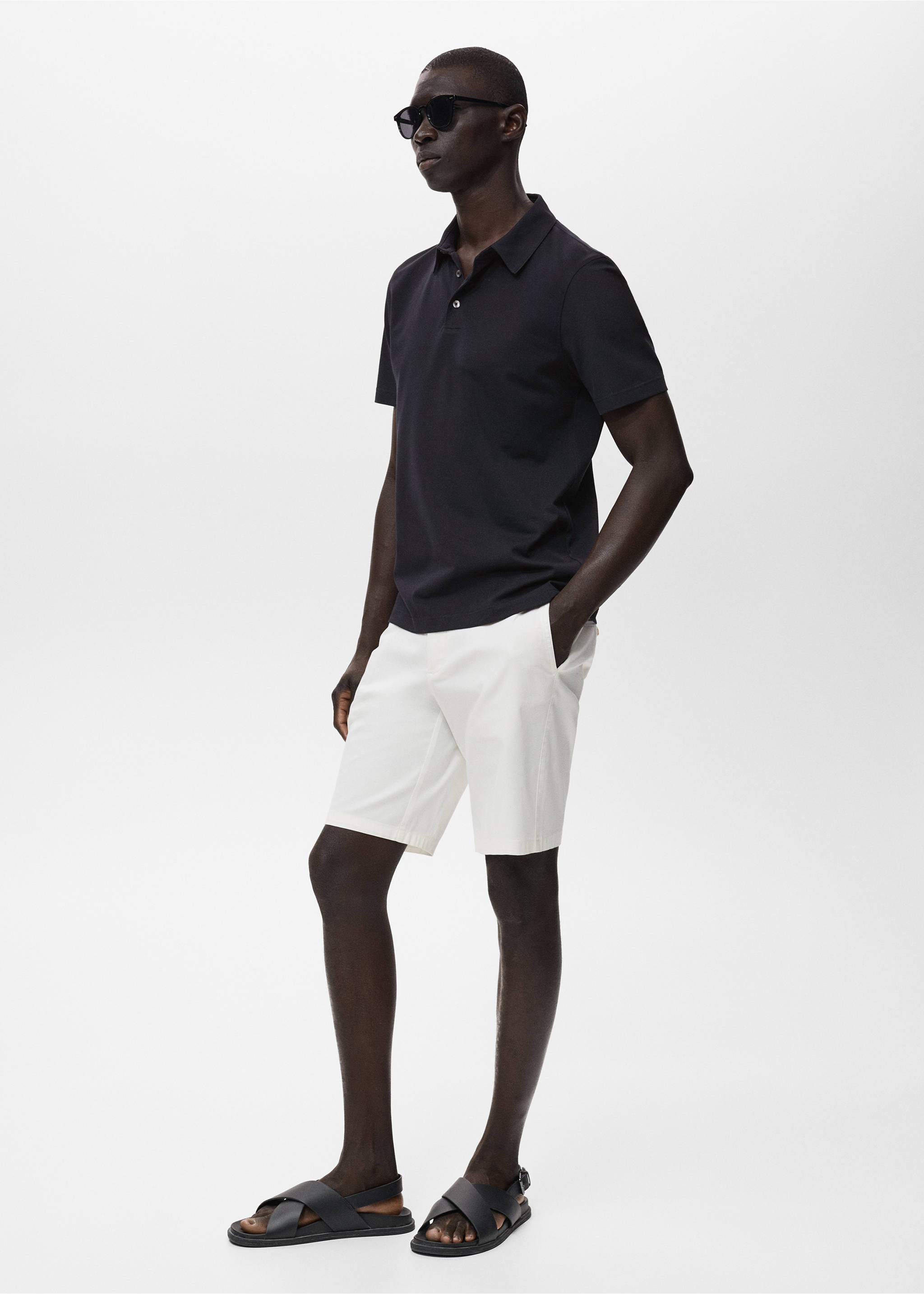 Cotton piqué polo shirt - Details of the article 2, Night Blue. Ref: 17041230-00.