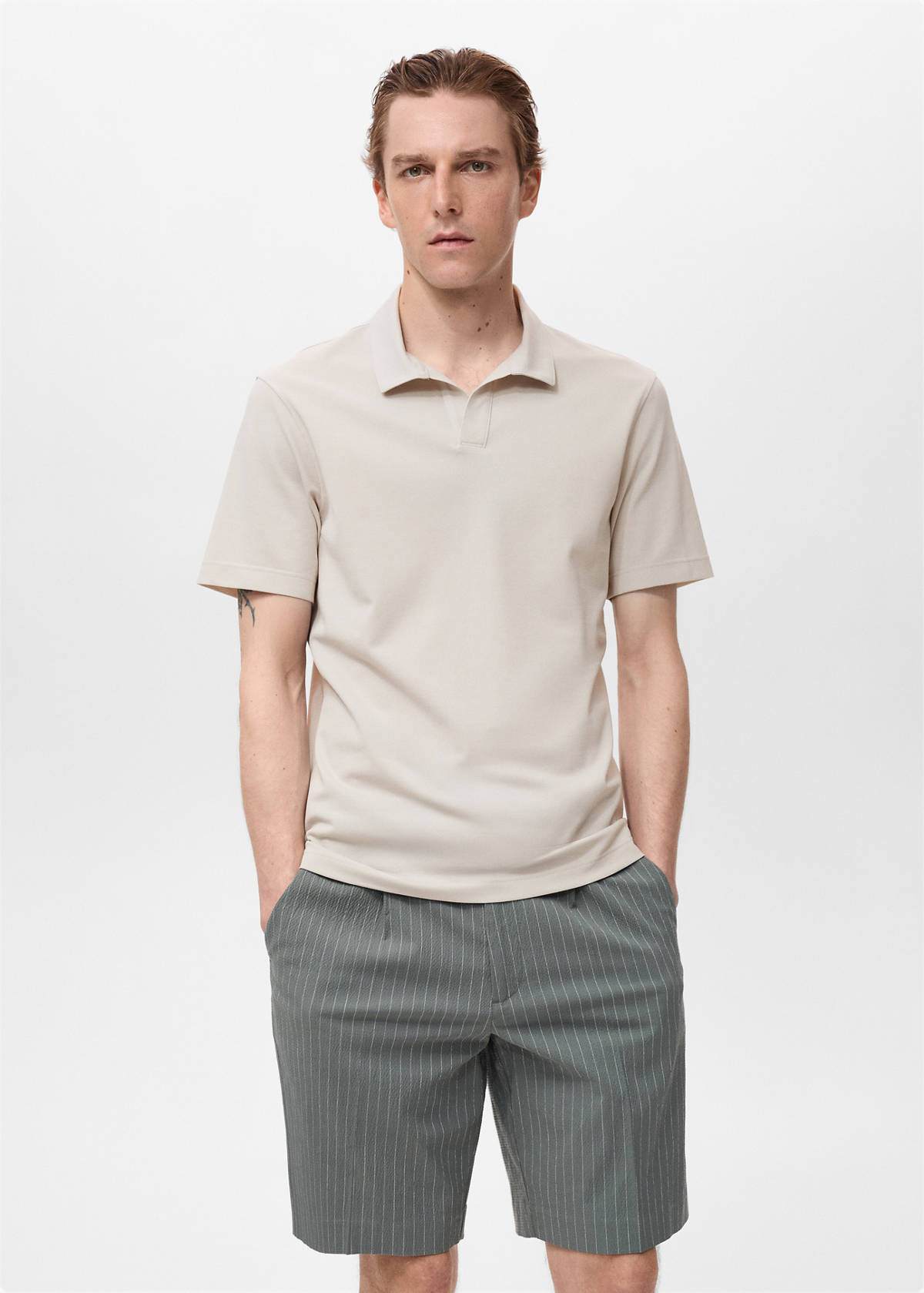 Cotton piqué polo shirt — Ivory White