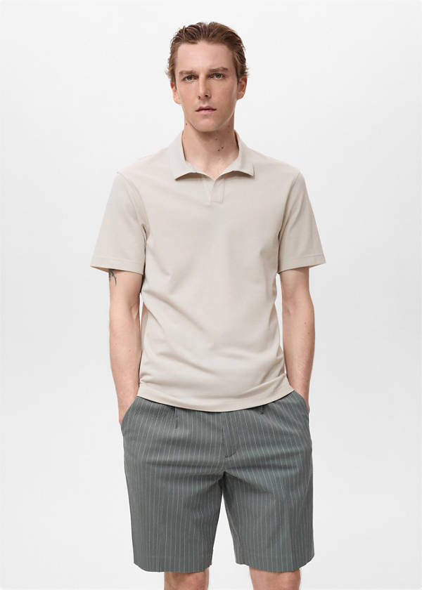 Cotton piqué polo shirt — Ivory White