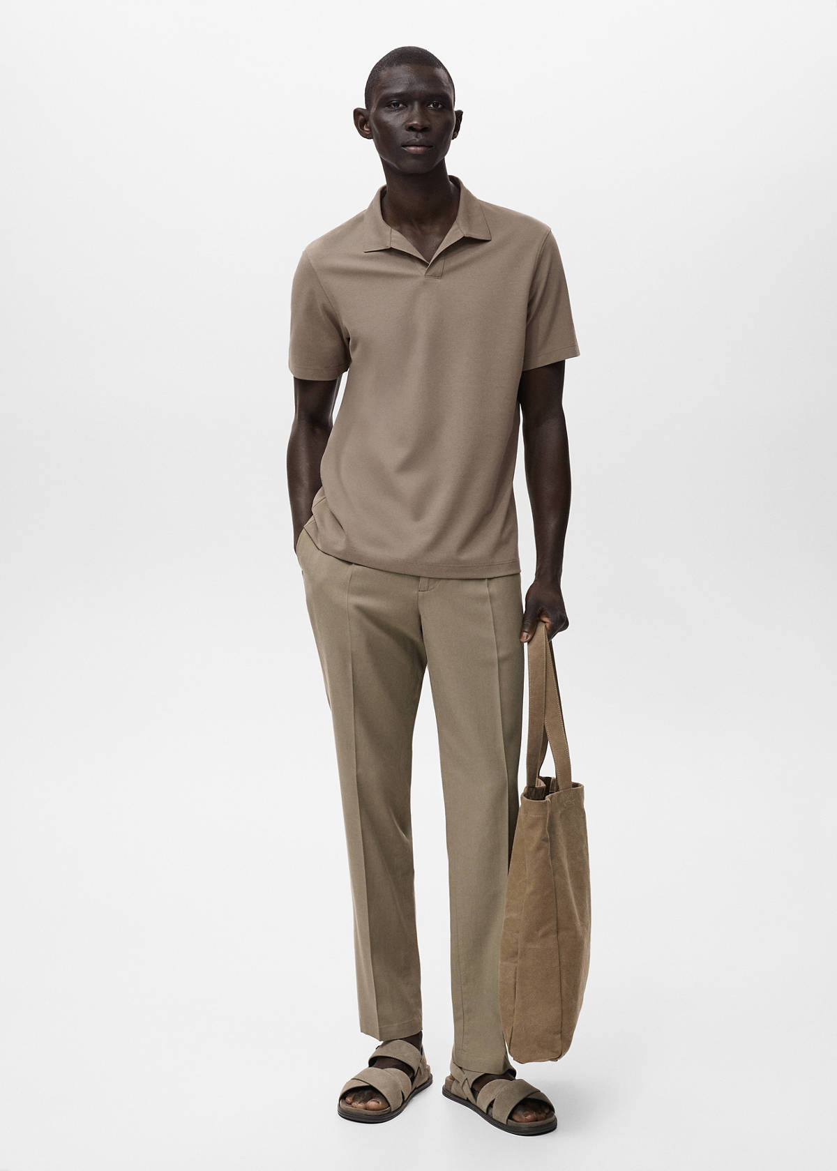 Cotton piqué polo shirt — Brown