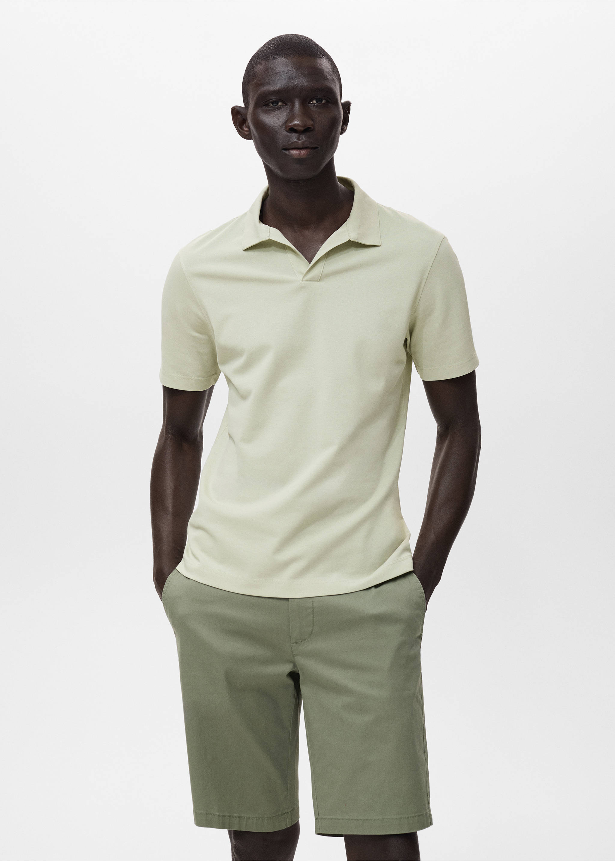 Cotton piqué polo shirt - Medium plane, Mint Green. Ref: 17041231-00.