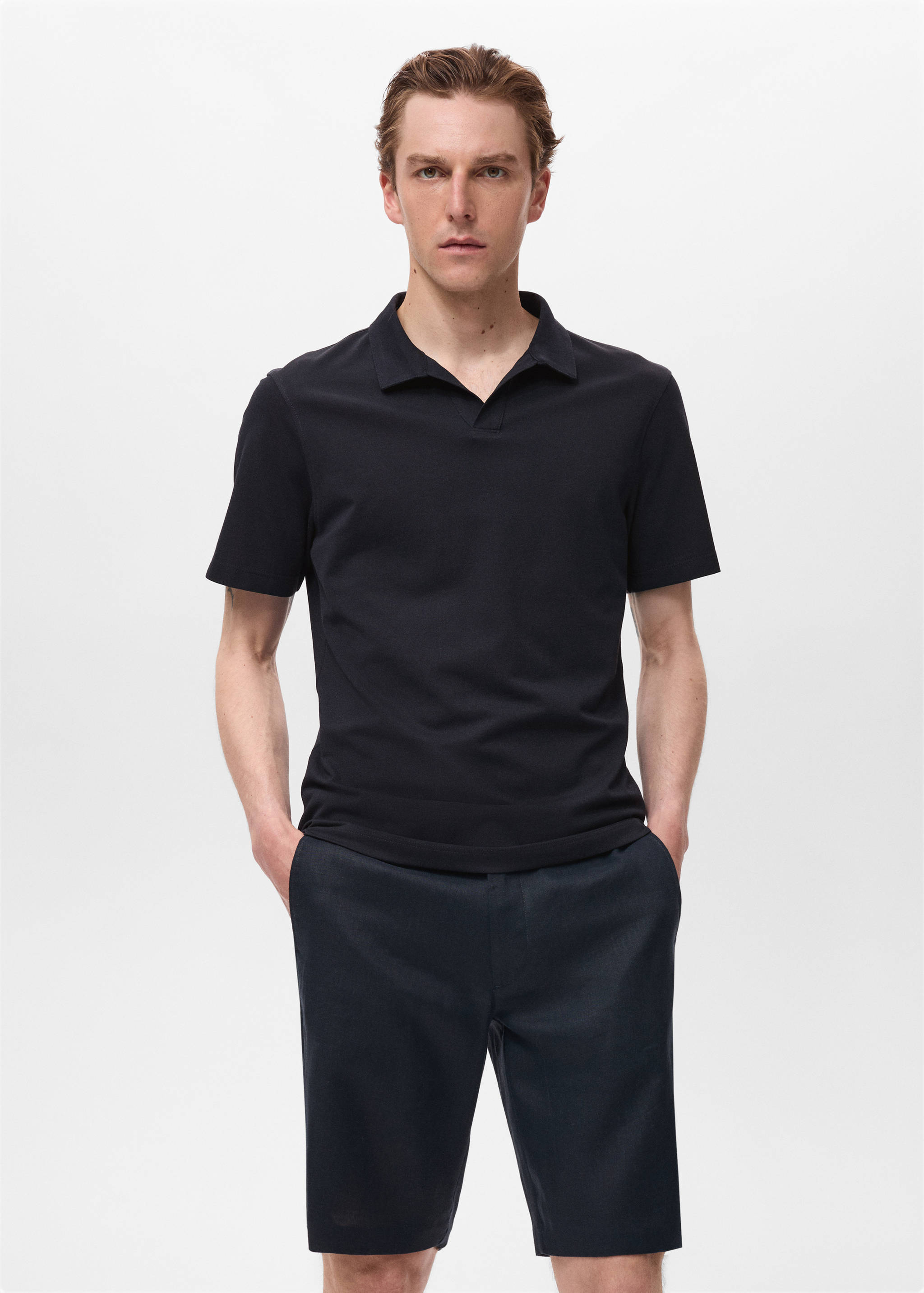 Cotton piqué polo shirt - Medium plane