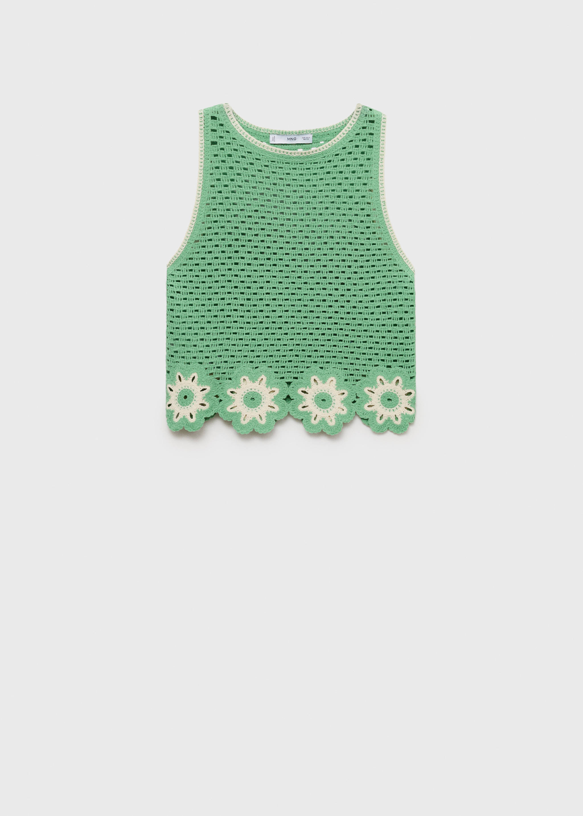 توب كروشيه بتفاصيل زهور - منتج دون نموذج