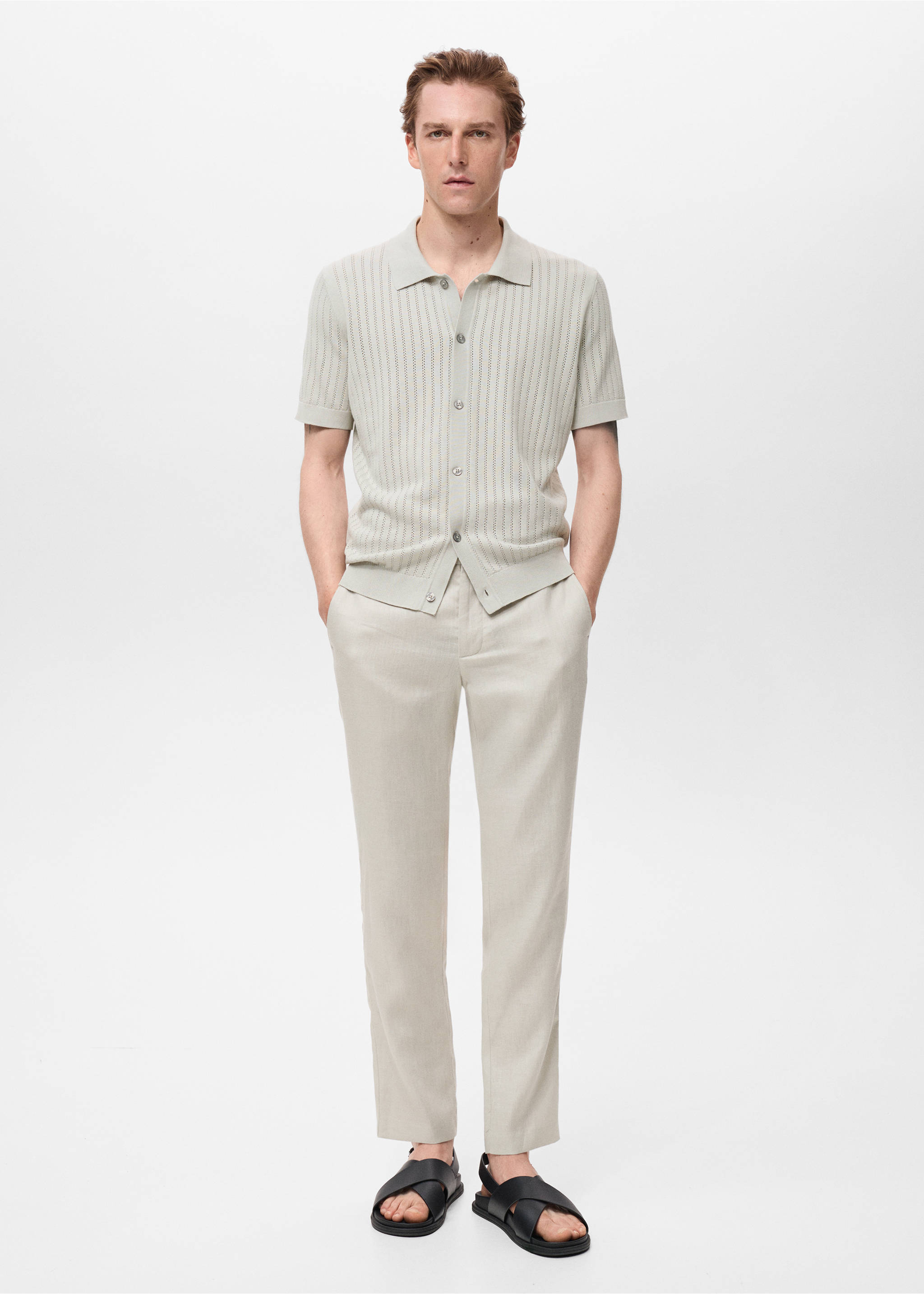 Cotton blouse with lace detail - General plane, Ice Grey. Ref: 17041243-00.