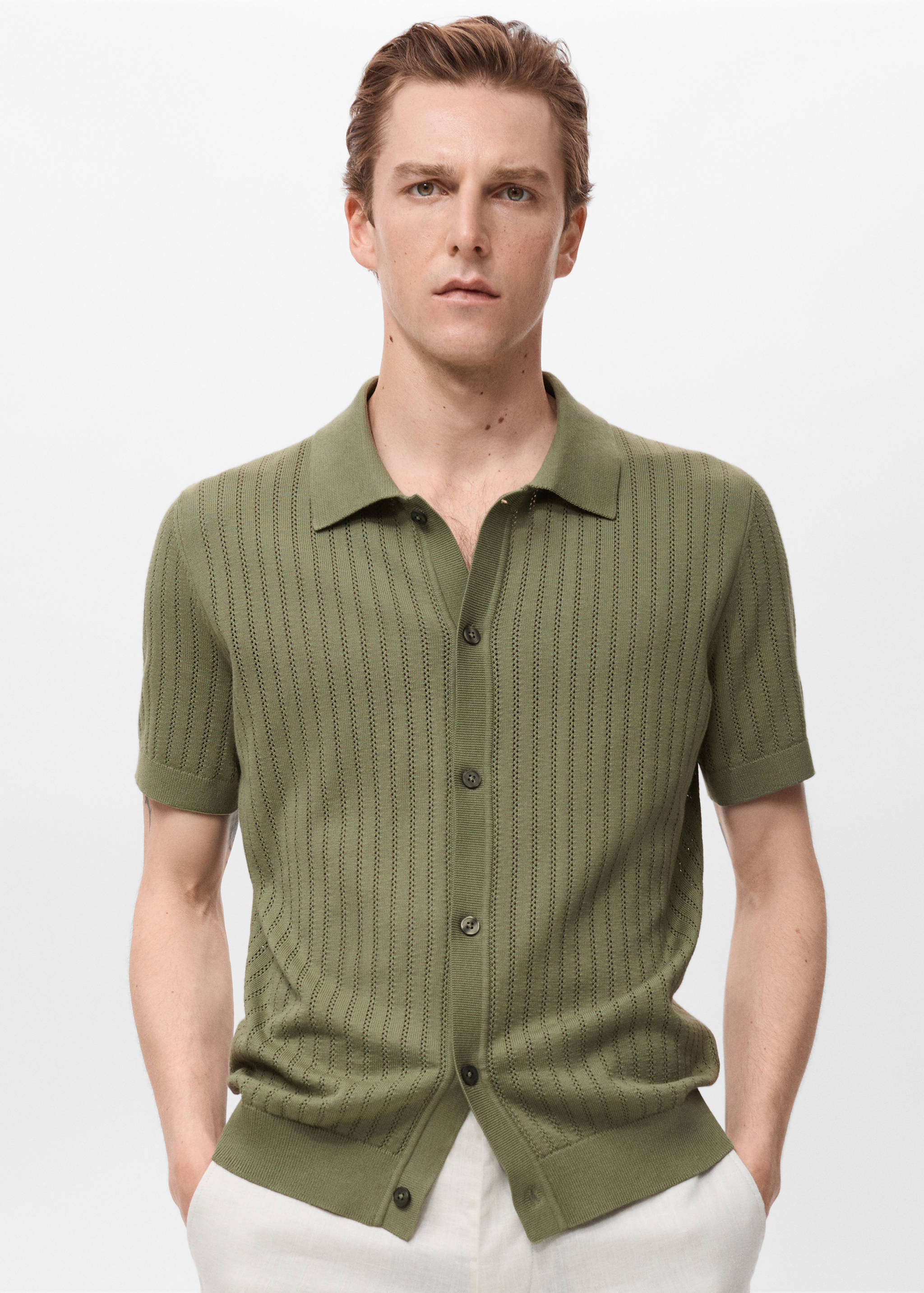 بلوزة قطنية مخرمة - رؤية وسط