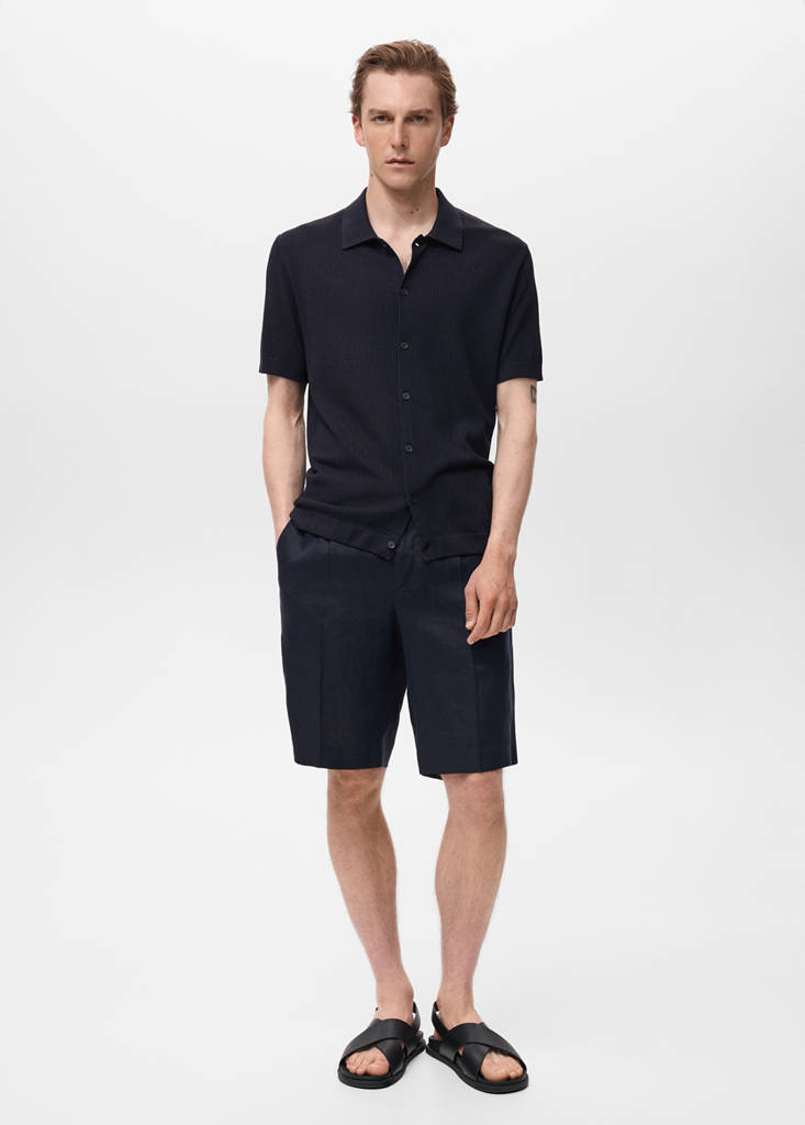 Rib-knit shirt — Navy