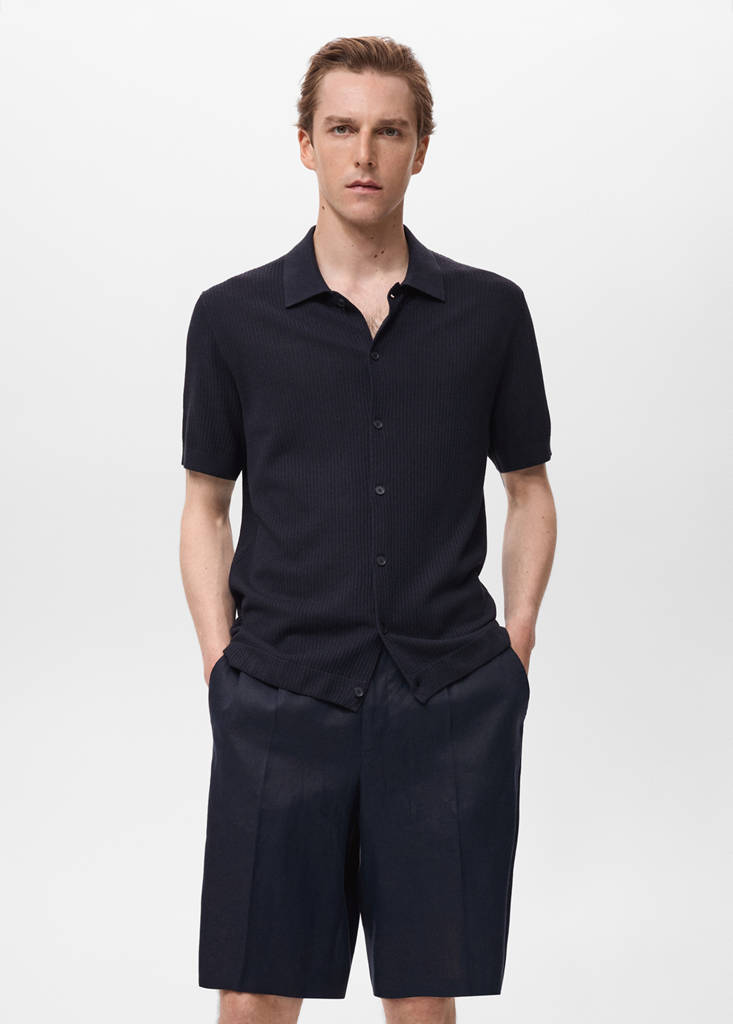 Rib-knit shirt — Navy