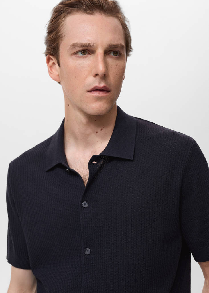 Rib-knit shirt — Navy