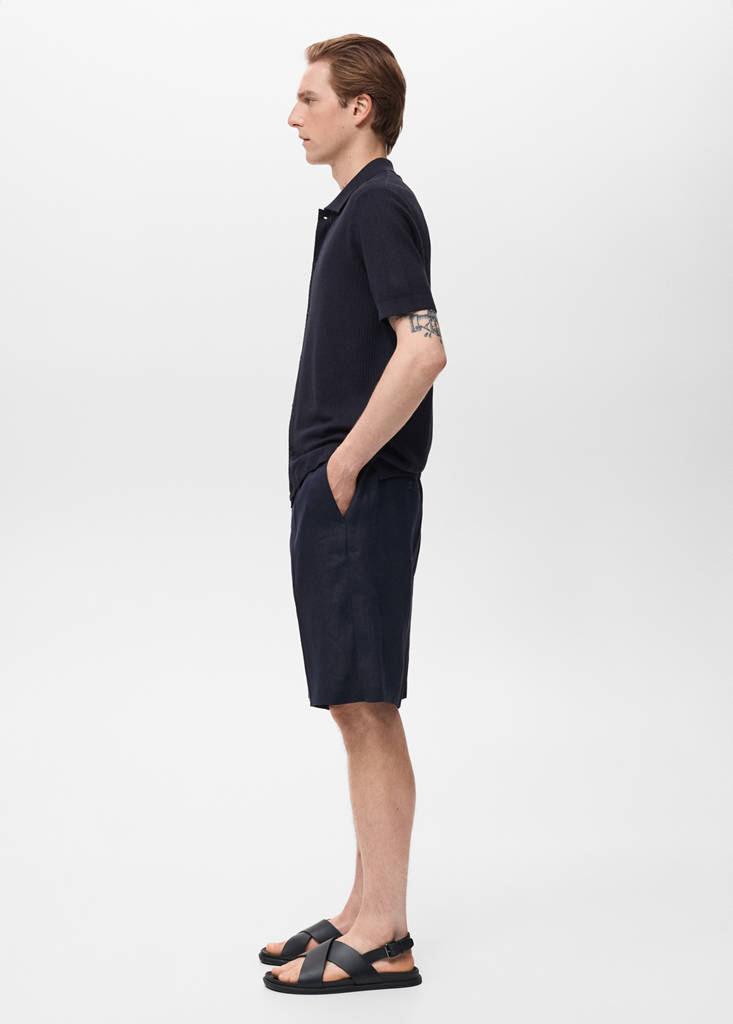 Rib-knit shirt — Navy