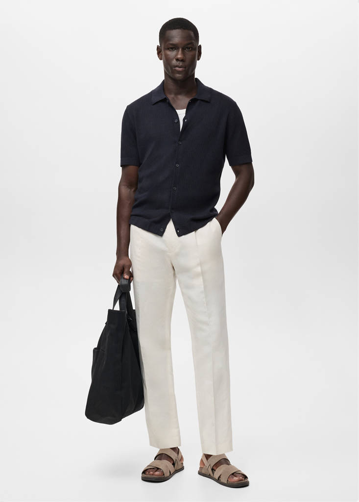 Rib-knit shirt — Navy