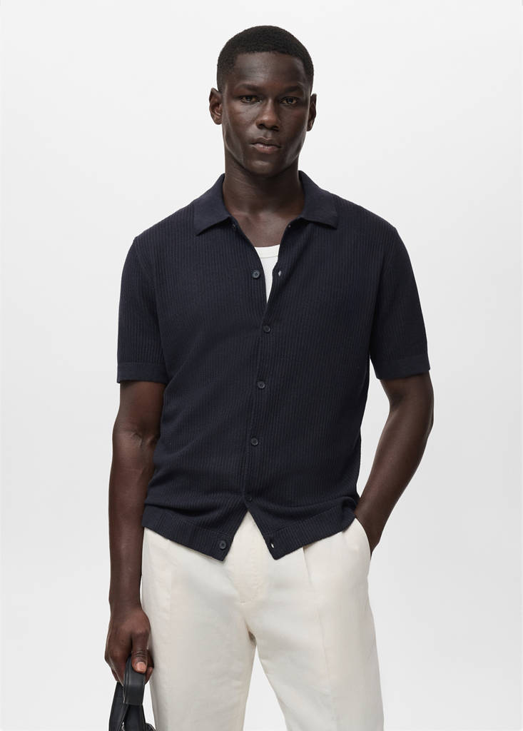 Rib-knit shirt — Navy