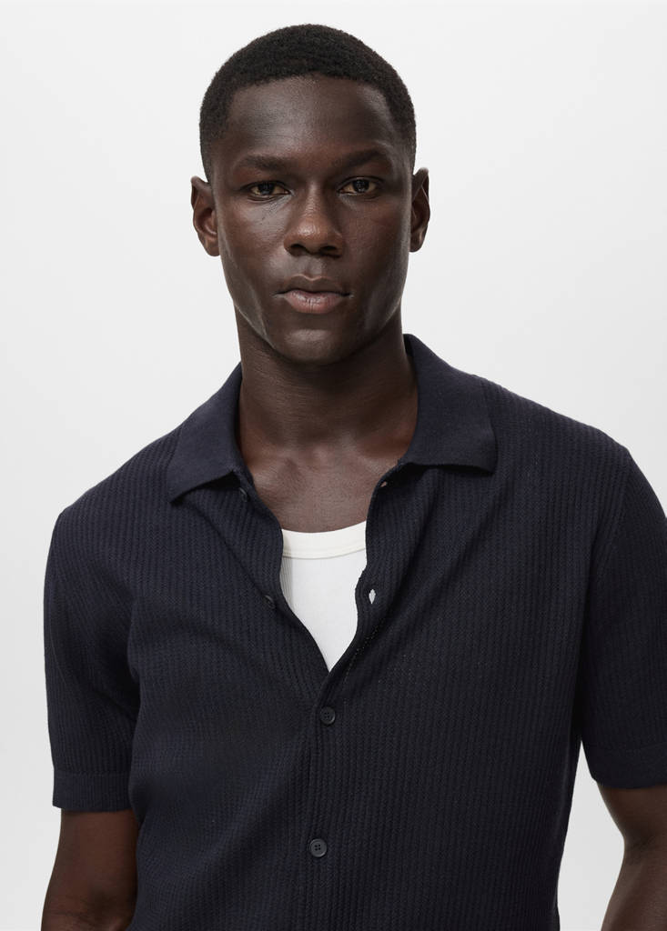 Rib-knit shirt — Navy
