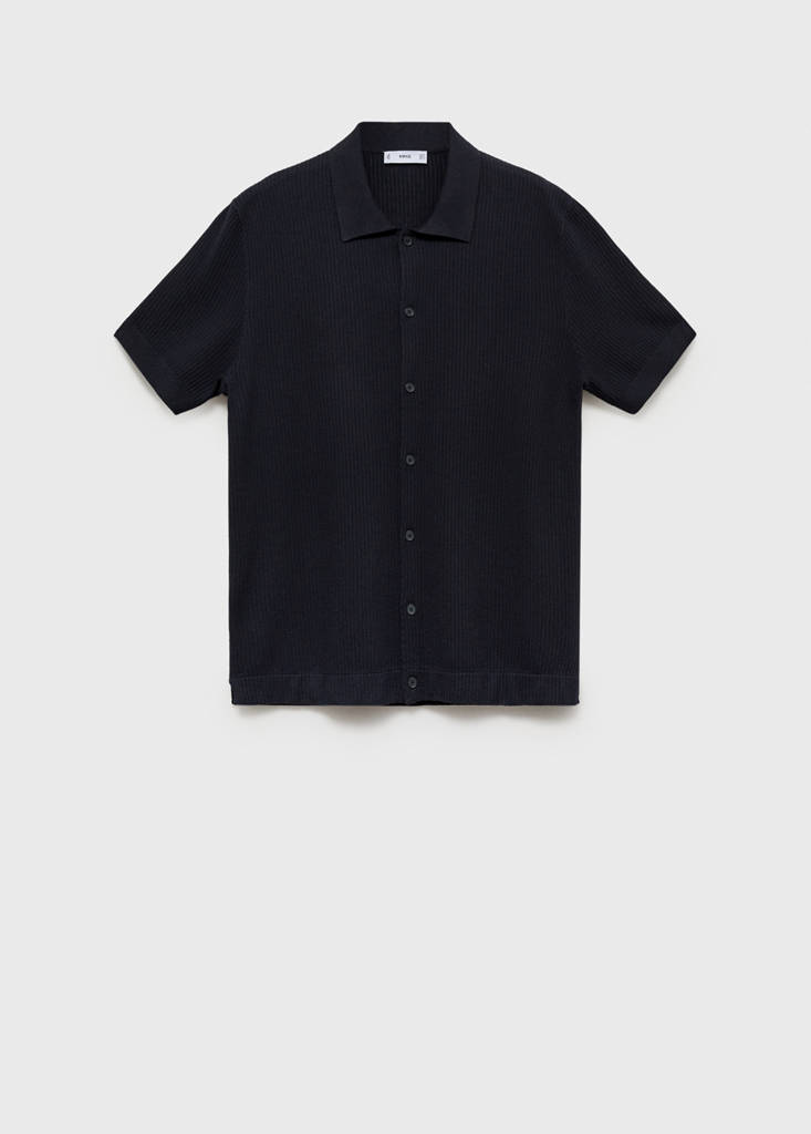 Rib-knit shirt — Navy