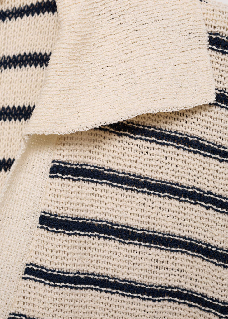 Long striped knitted dress — Navy