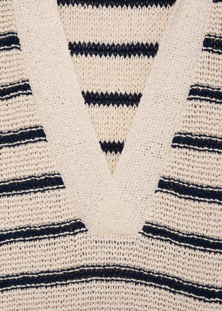 Long striped knitted dress — Navy