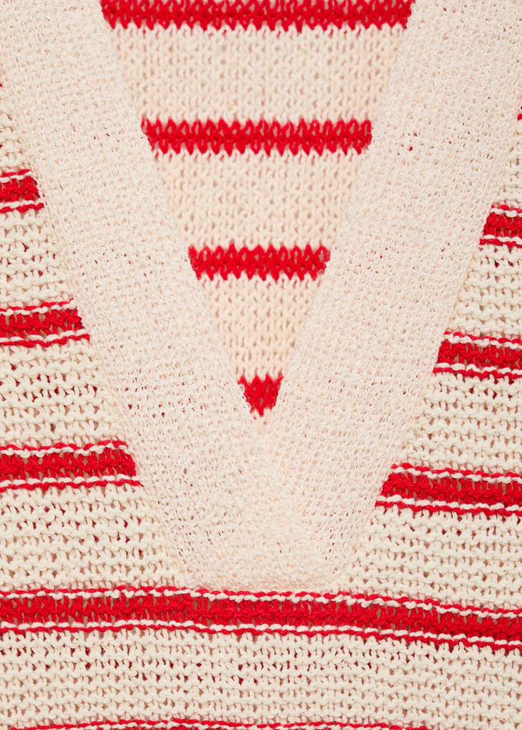 Long striped knitted dress — Red