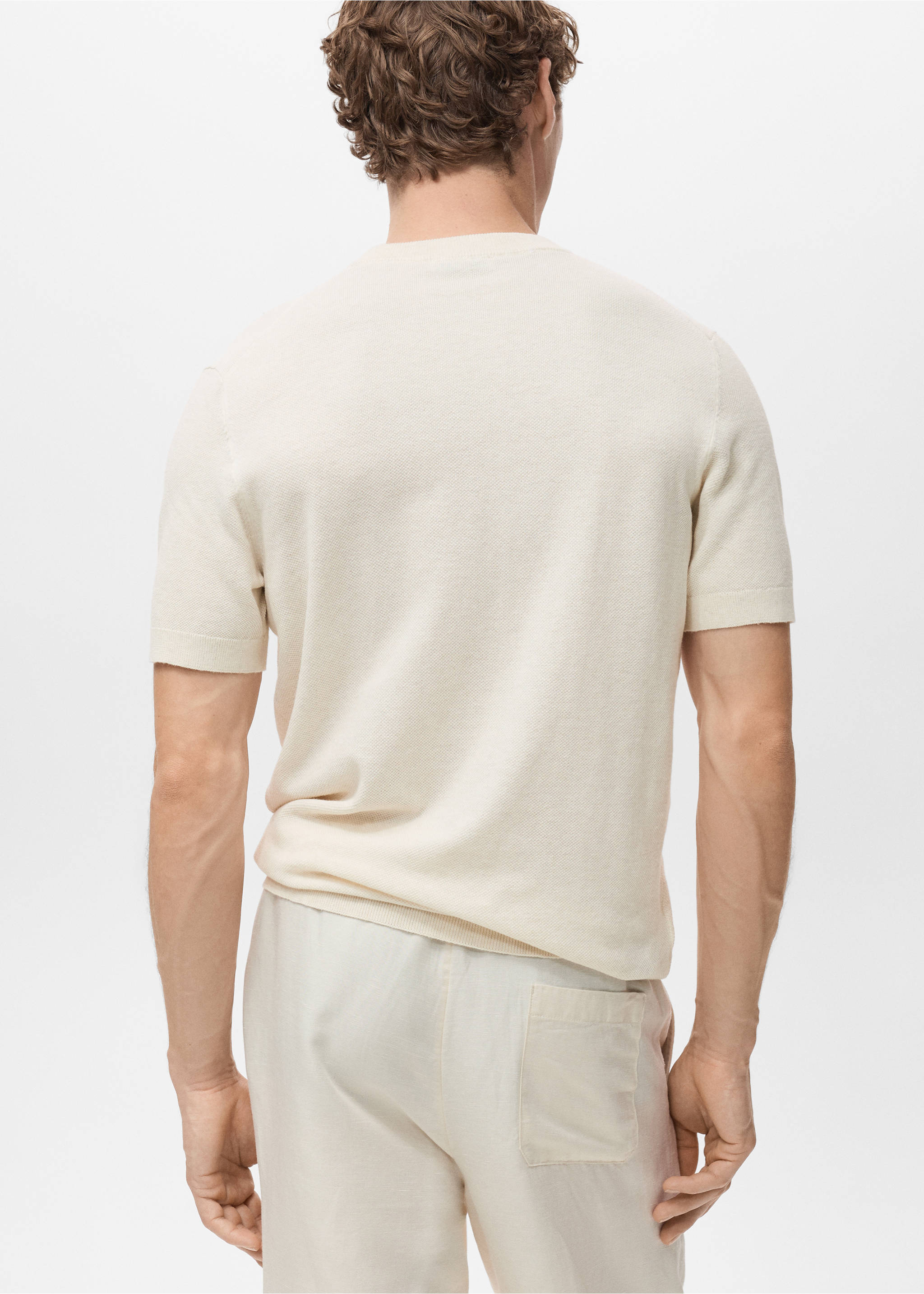 Camiseta punto fino algodón - Reverso del artículo, Blanco marfil. Ref: 17041247-00.