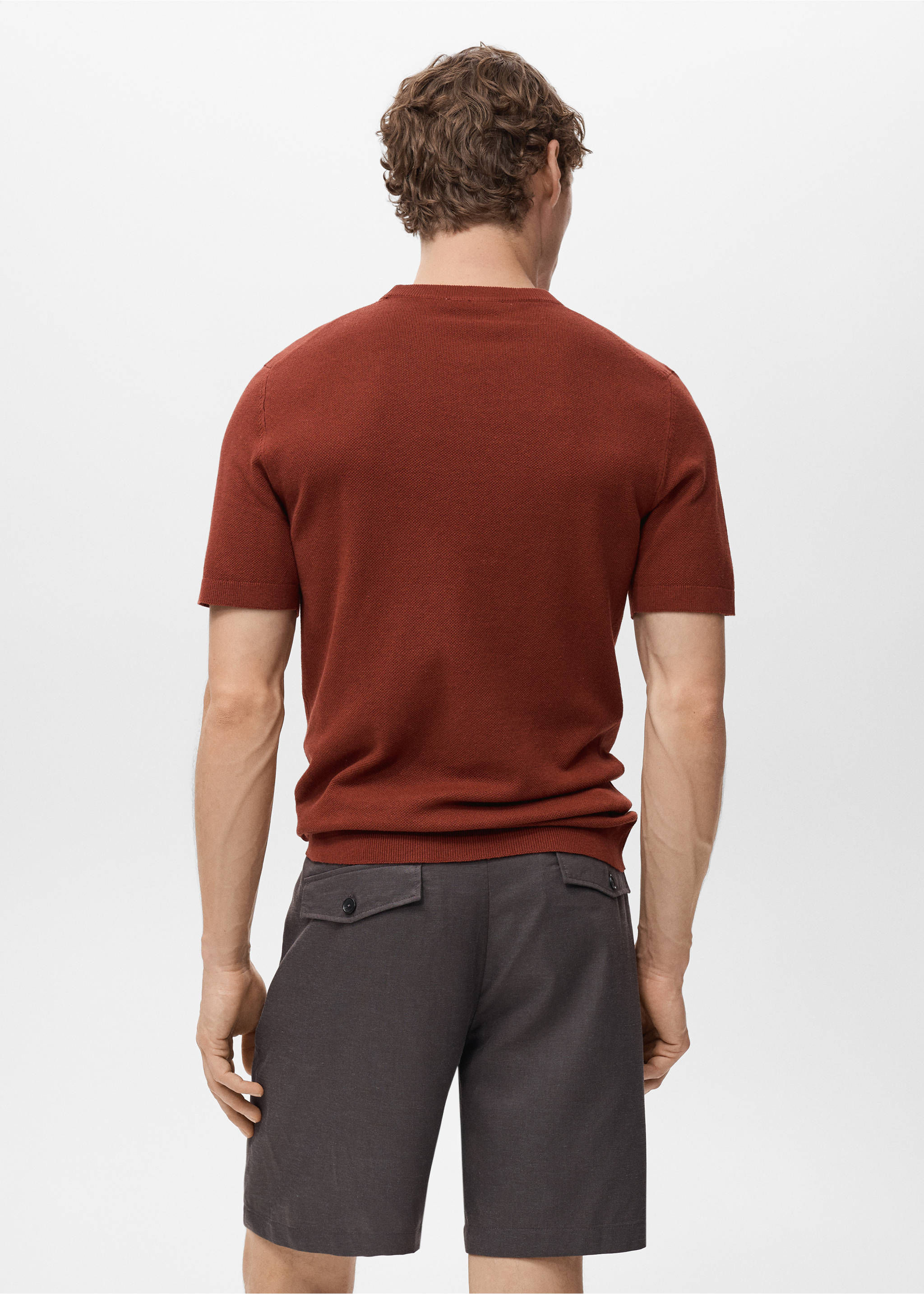 Camiseta punto fino algodón - Reverso del artículo, Naranja tostado. Ref: 17041247-00.