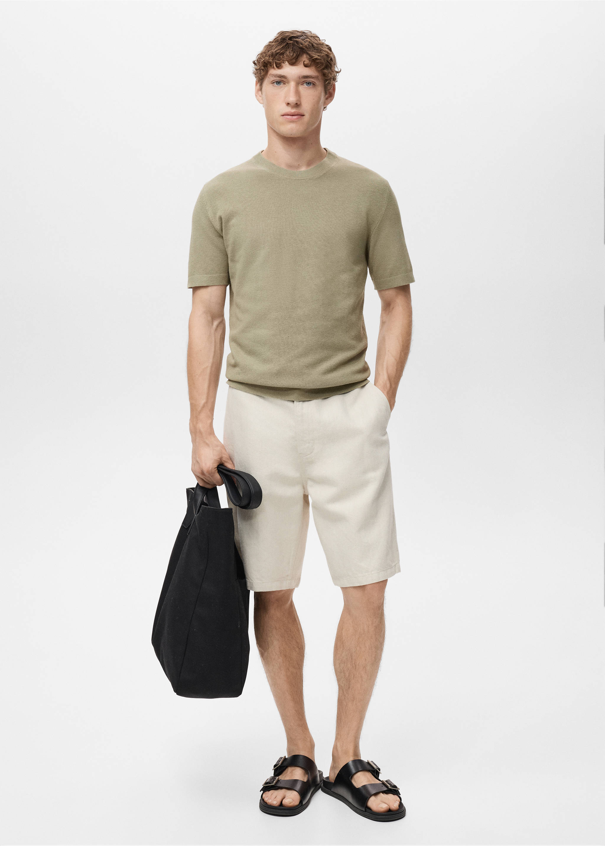 Camiseta punto fino algodón - Plano general, Khaki. Ref: 17041247-00.