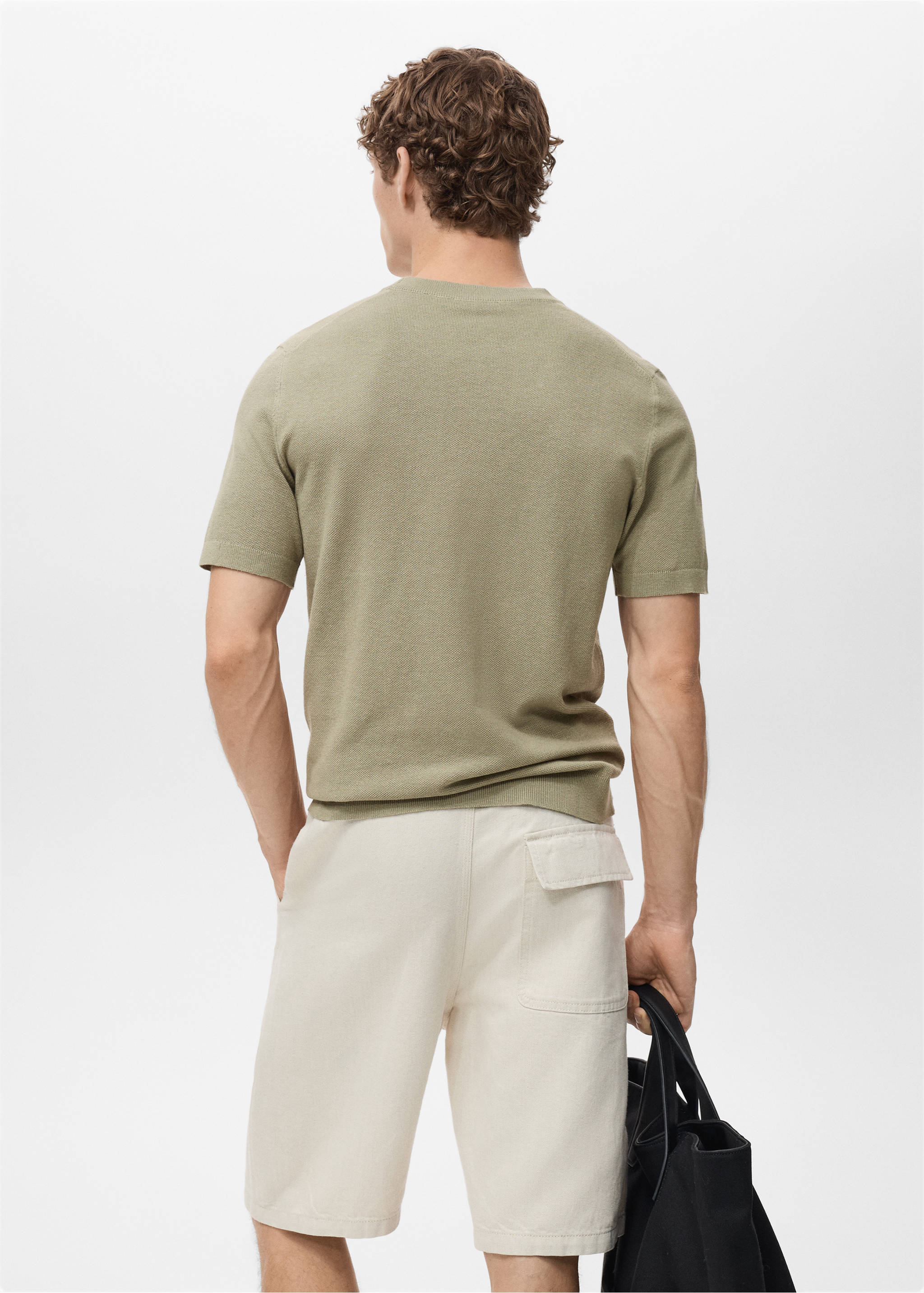 Camiseta punto fino algodón - Reverso del artículo, Khaki. Ref: 17041247-00.