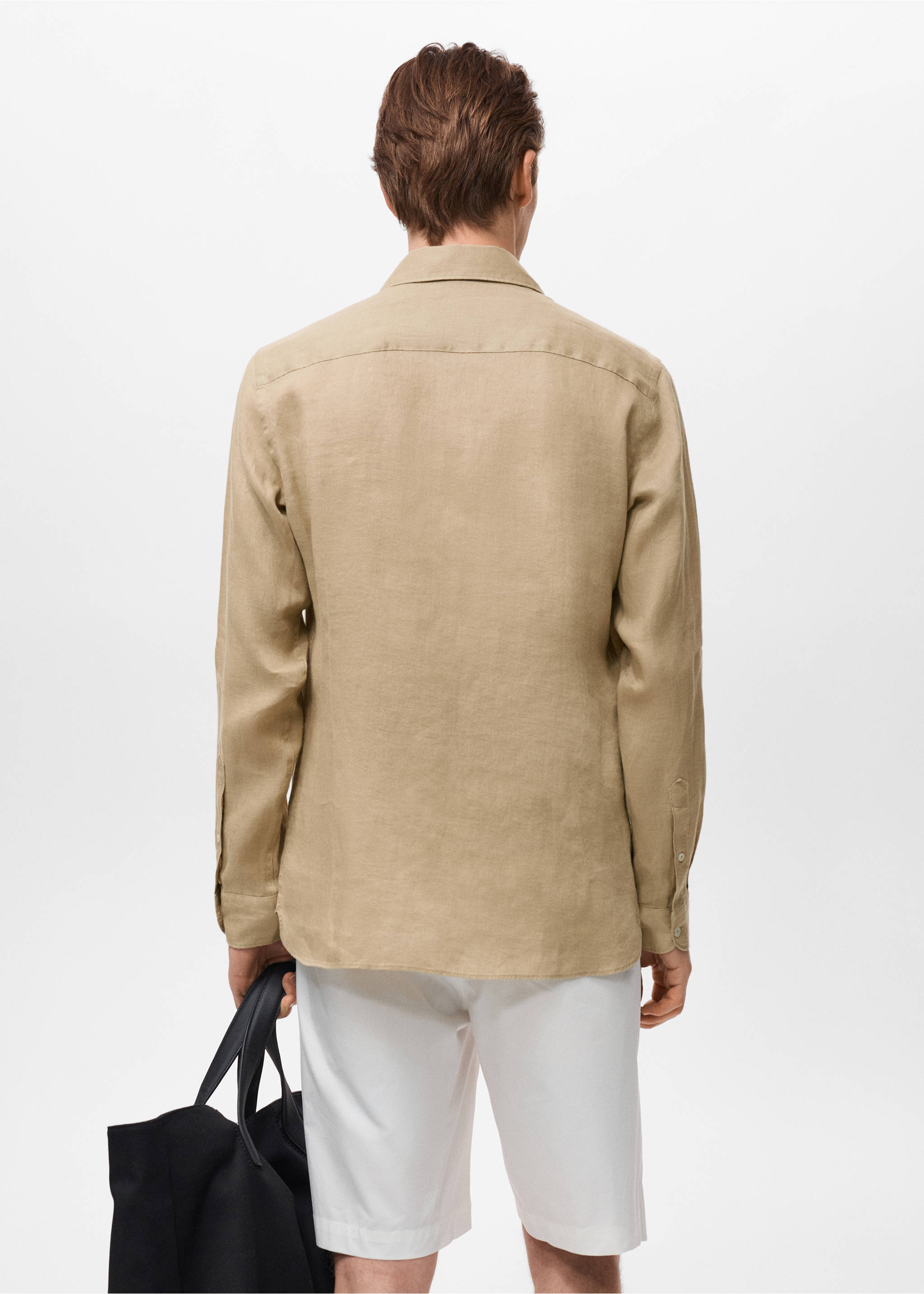 Camisa 100% lino slim fit - Reverso del artículo, Beige. Ref: 17041248-00.