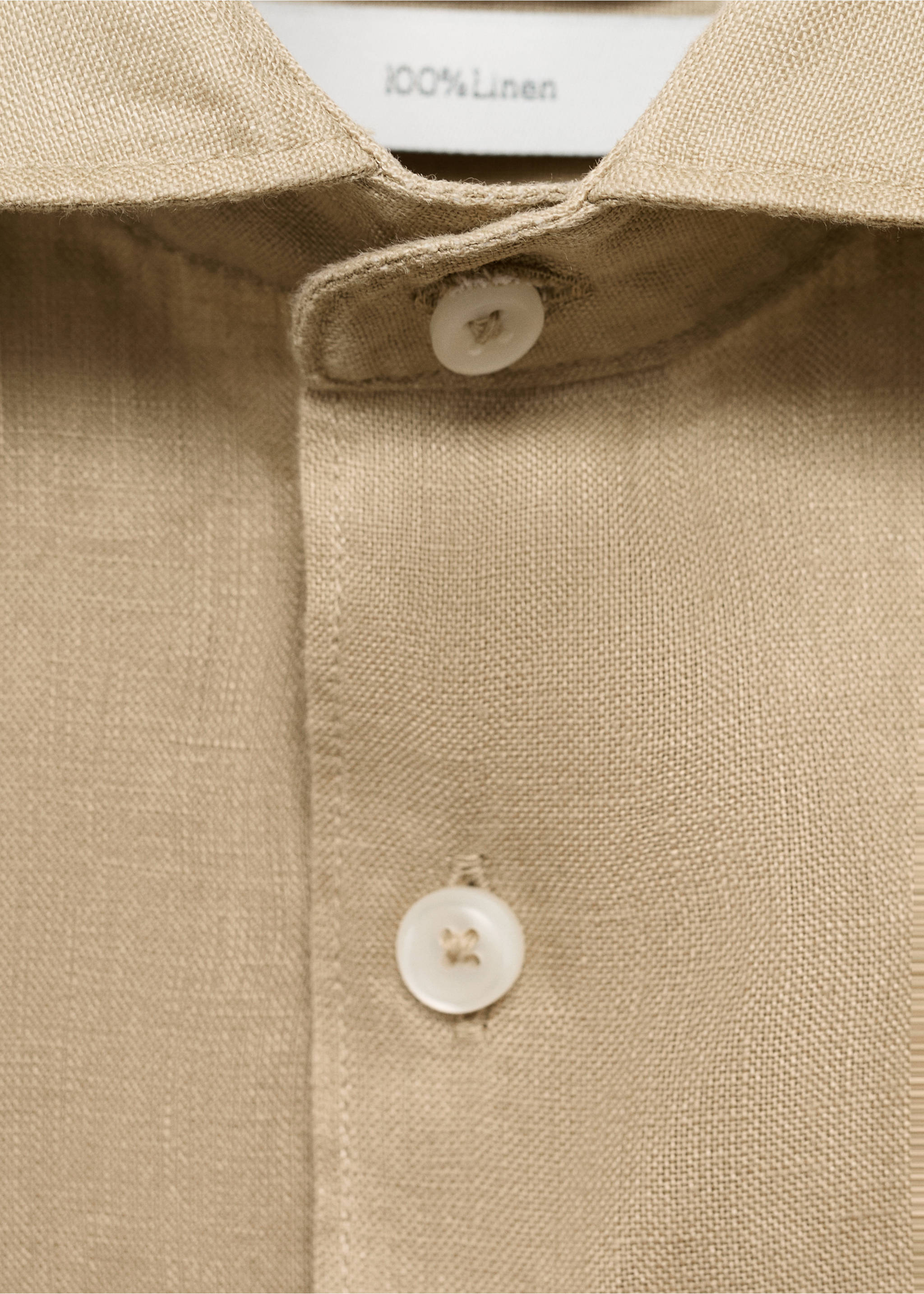 Camisa 100% lino slim fit - Detalle del artículo 8, Beige. Ref: 17041248-00.