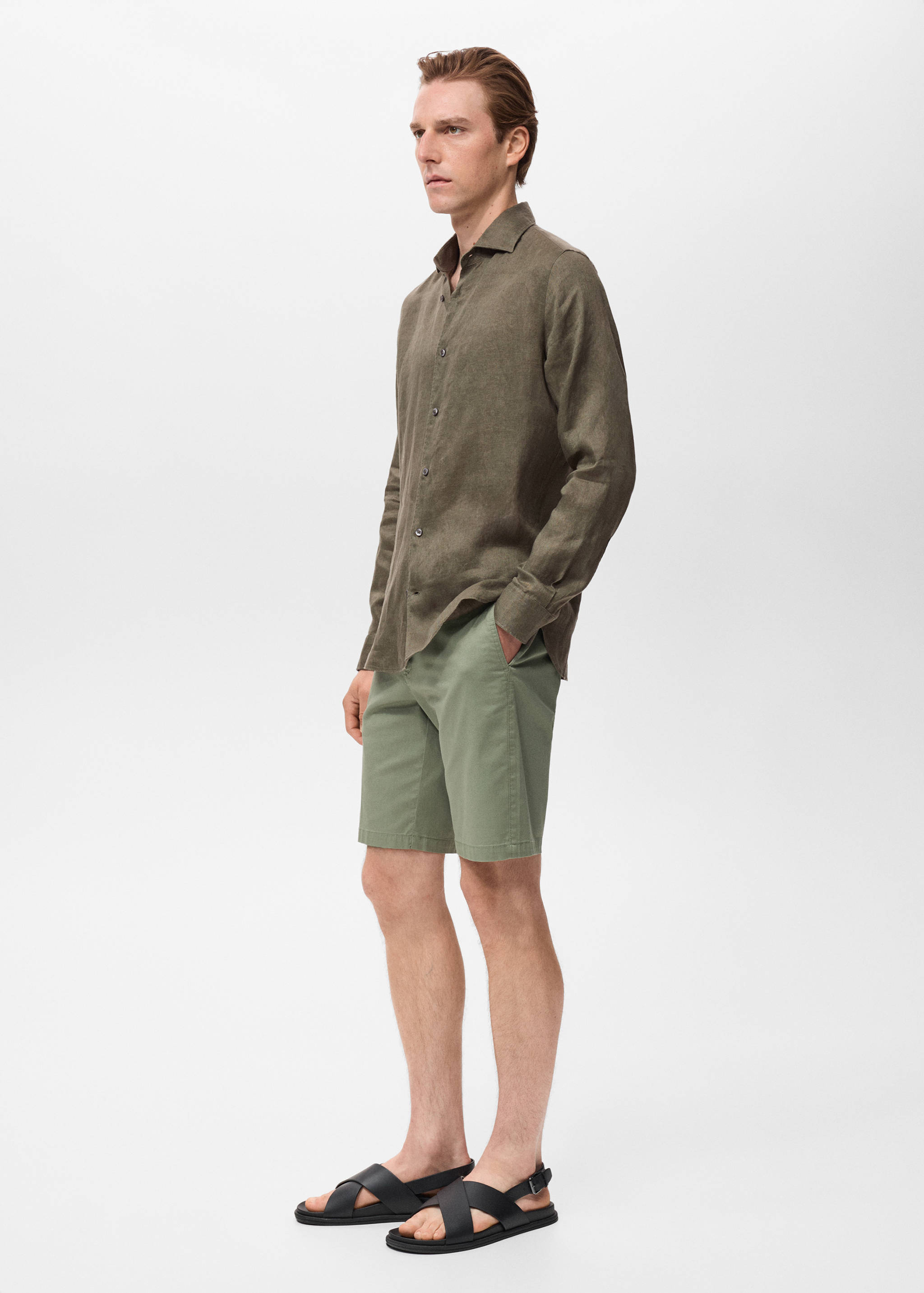 100% linen slim-fit shirt - Details of the article 2