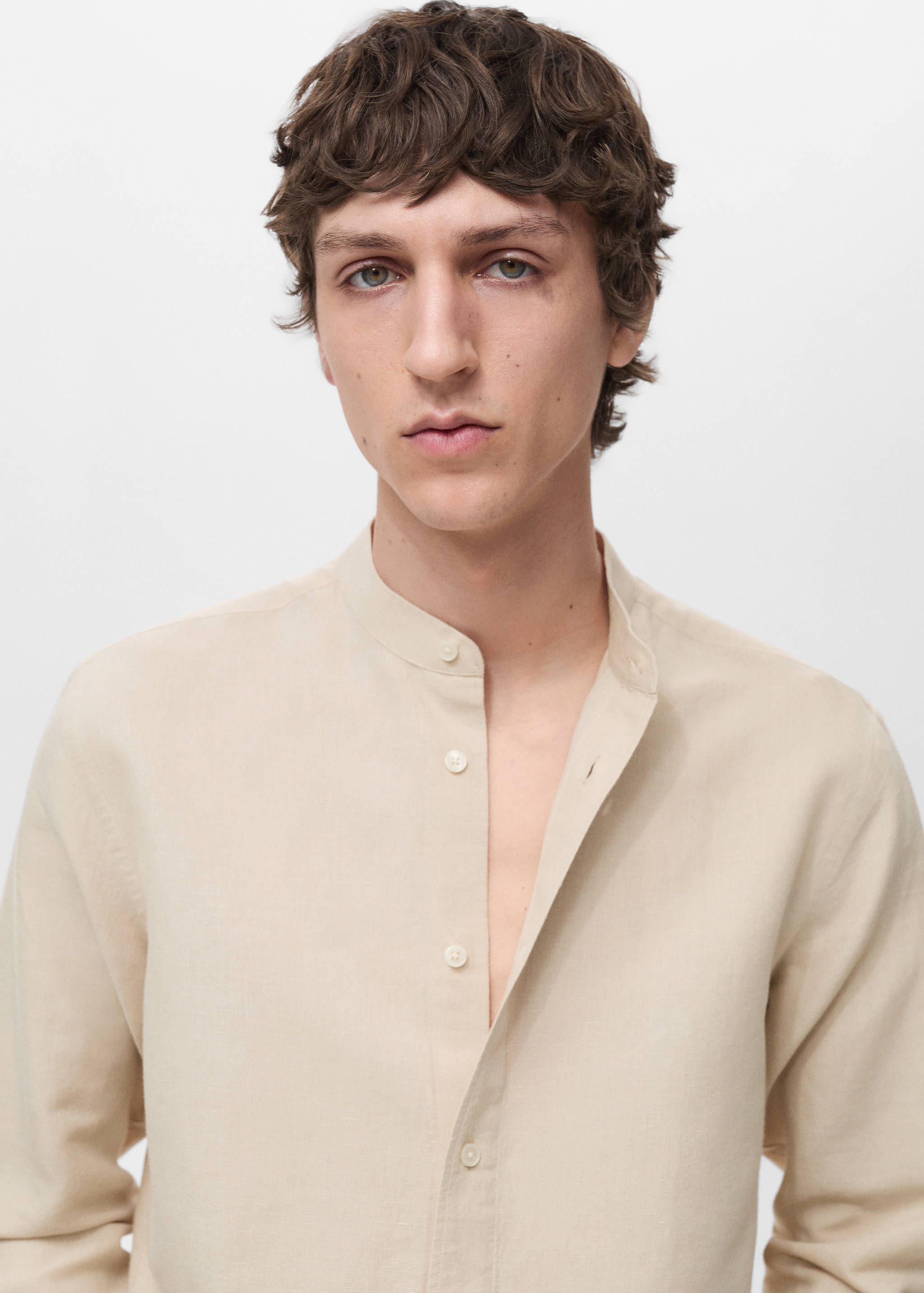 Mao collar linen shirt - Details of the article 1