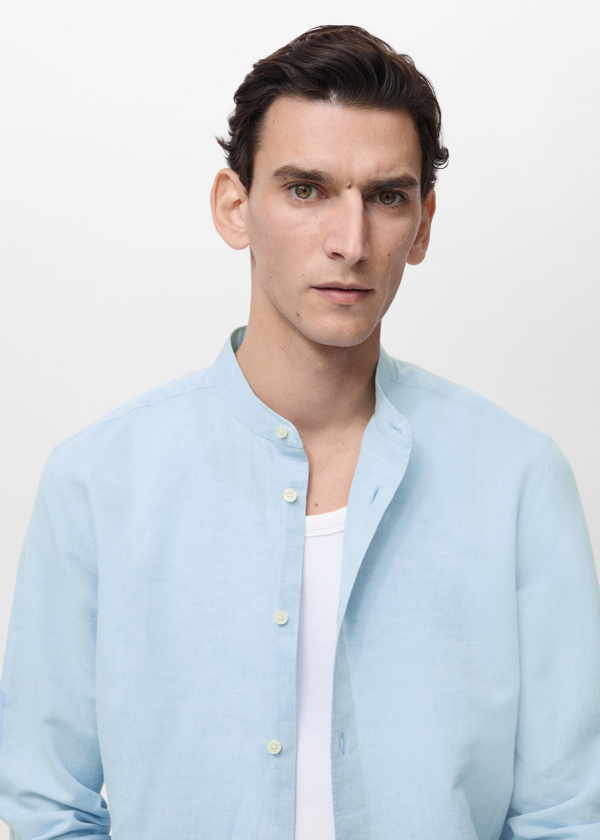 Mao collar linen shirt - Details of the article 1