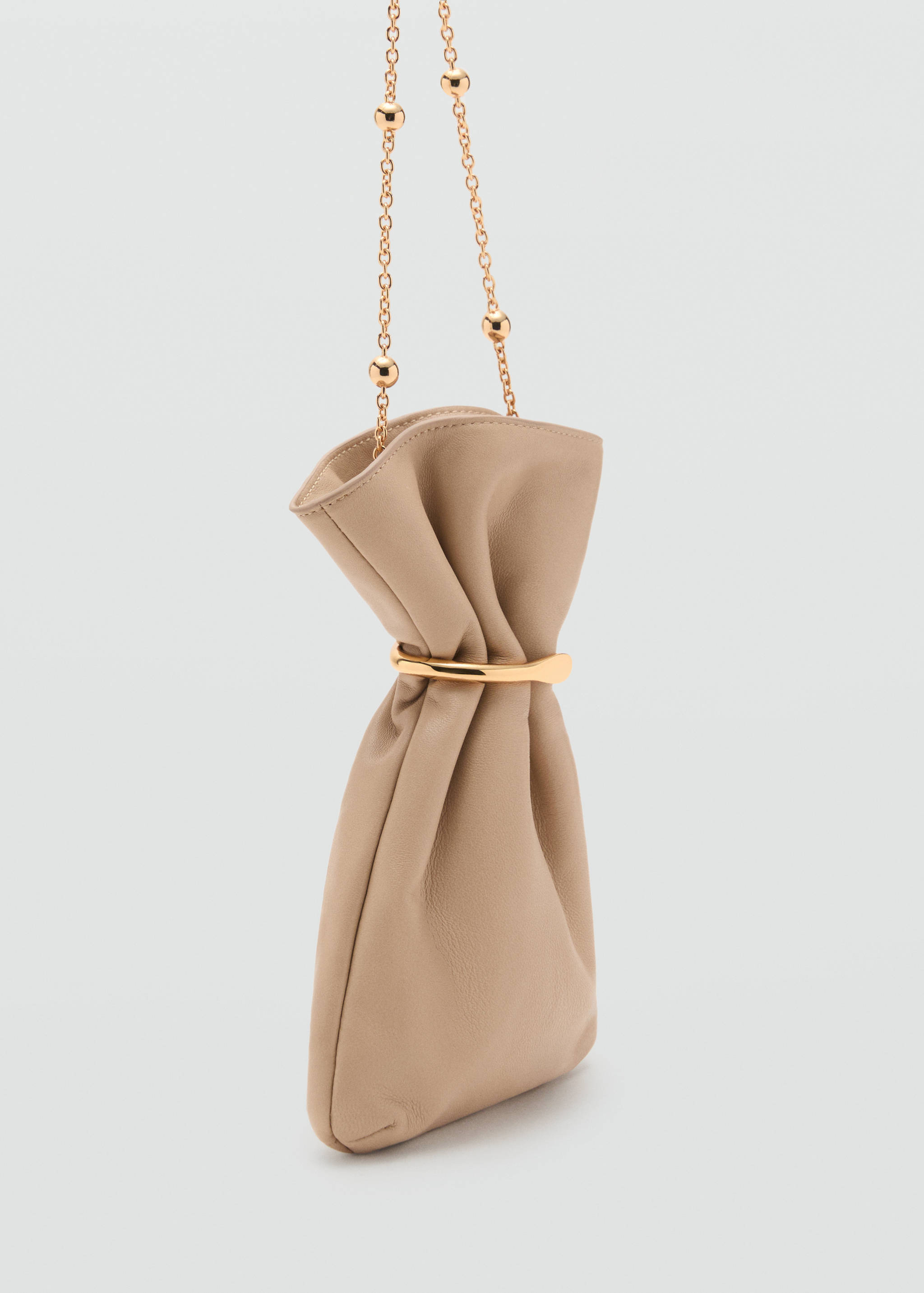 Leather sack-style bag with metallic detail - Medium plane