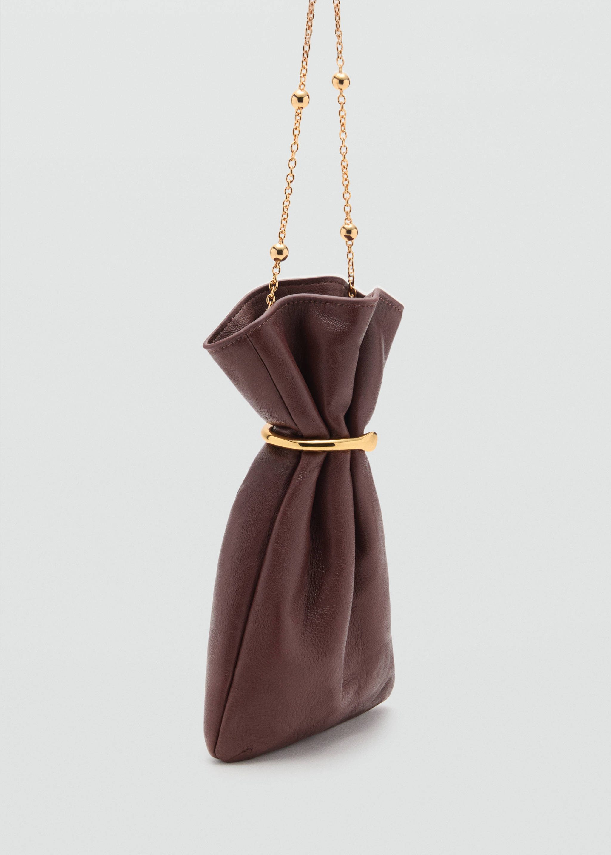 Leather sack-style bag with metallic detail - Medium plane