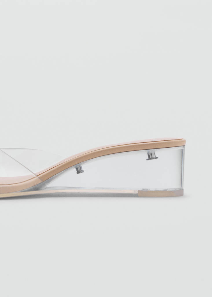 Transparent vinyl wedge sandals — Nude