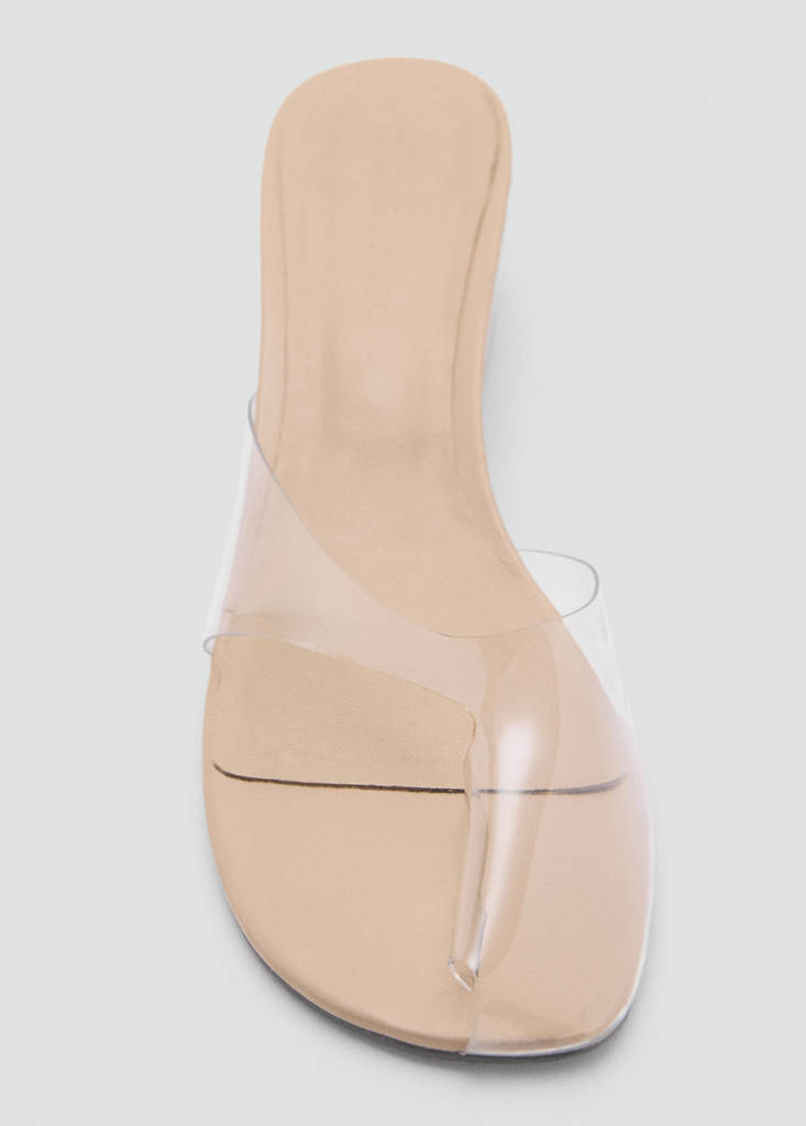Transparent vinyl wedge sandals — Nude