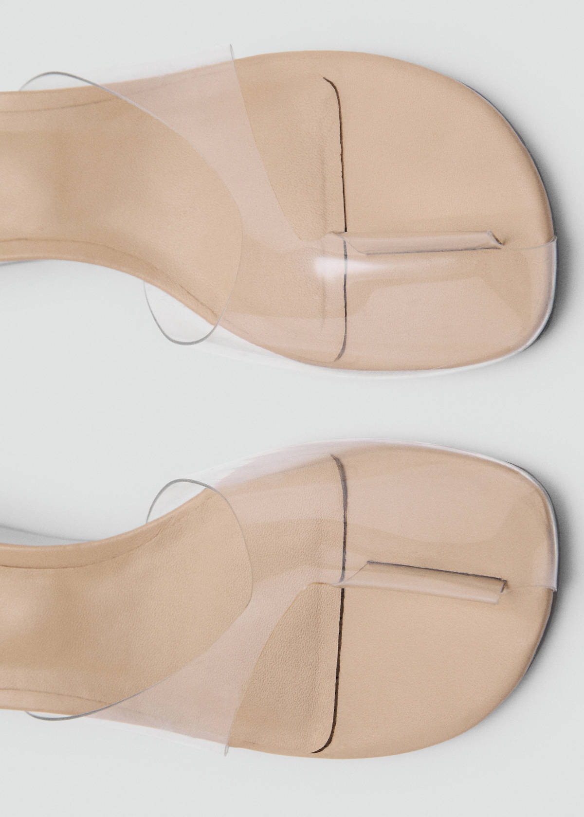Transparent vinyl wedge sandals — Nude