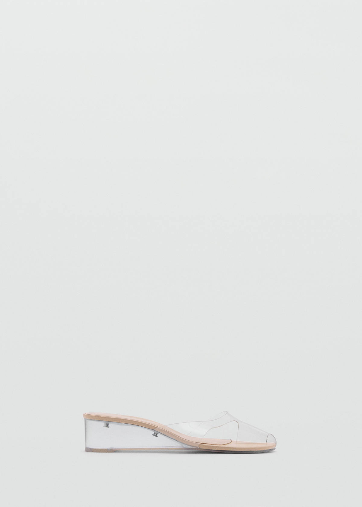 Transparent vinyl wedge sandals — Nude