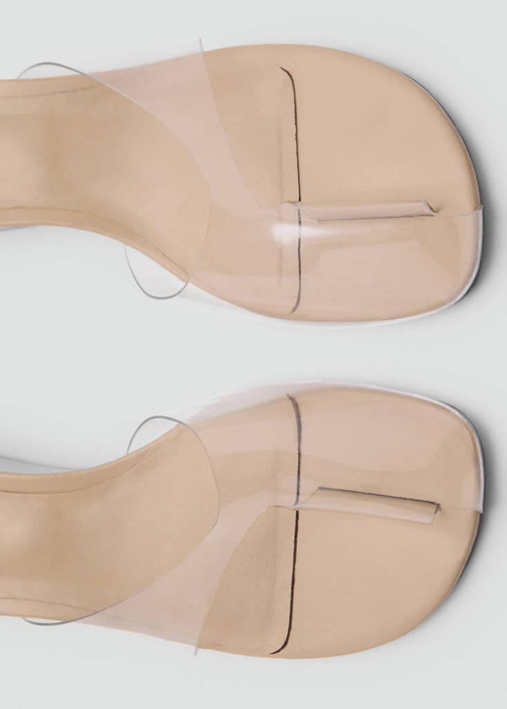Transparent vinyl wedge sandals — Nude