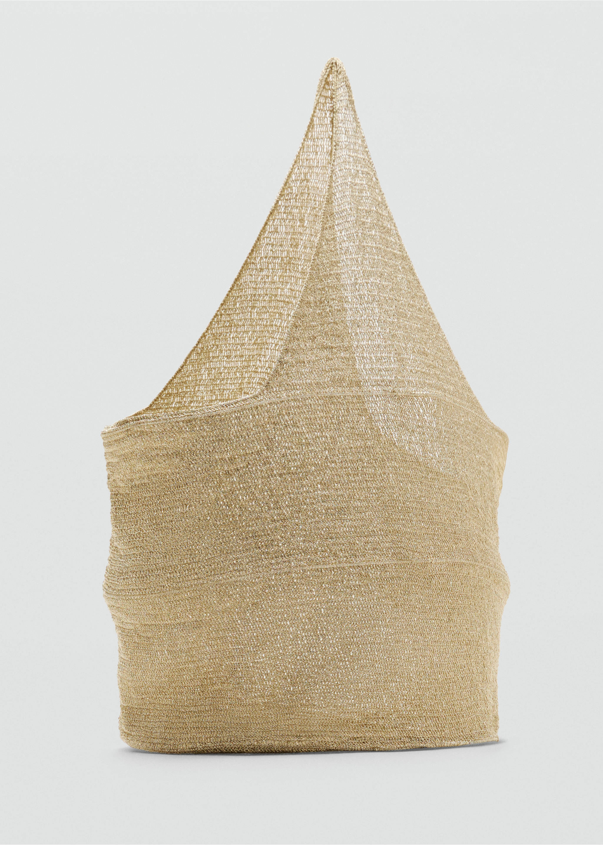 Lurex maxi-shopper with circular base - Medium plane, Gold. Ref: 17041256-00.