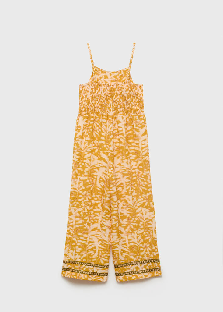 Tropical print jumpsuit — Mustard