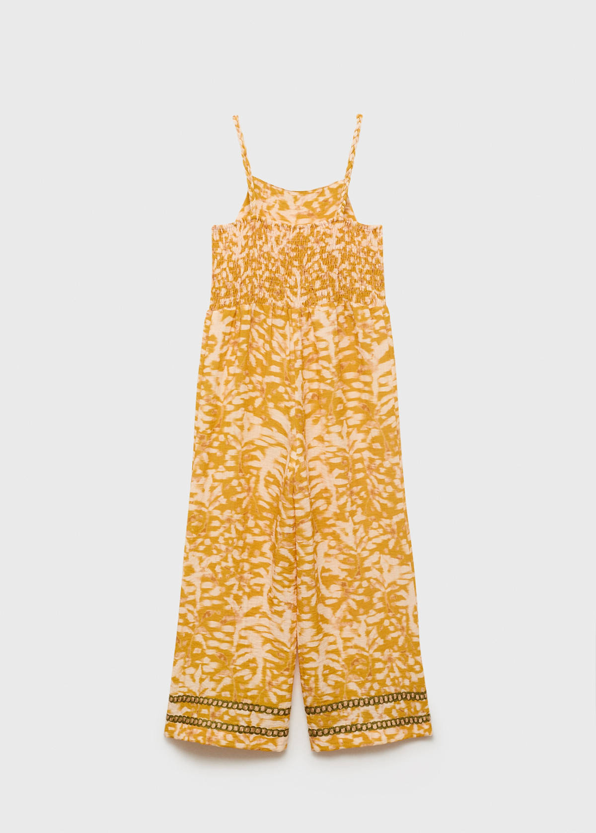 Tropical print jumpsuit — Mustard
