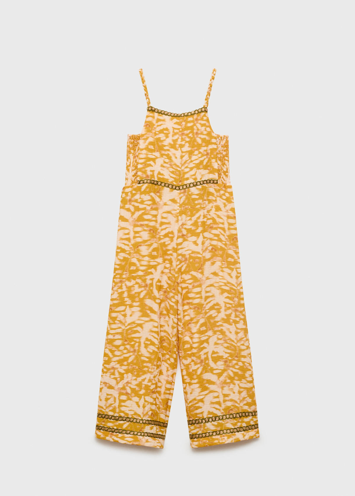 Tropical print jumpsuit — Mustard