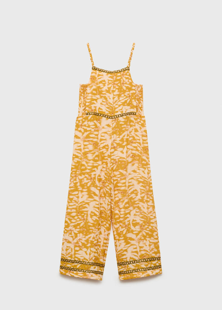 Tropical print jumpsuit — Mustard