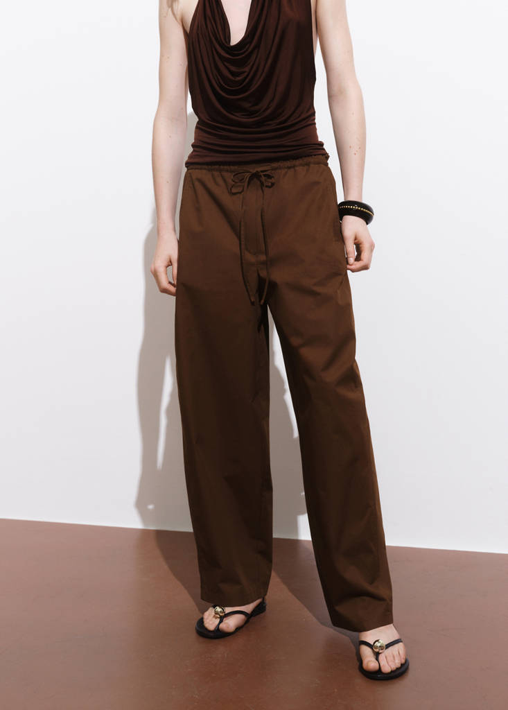 Paperbag trousers with bow — Brown