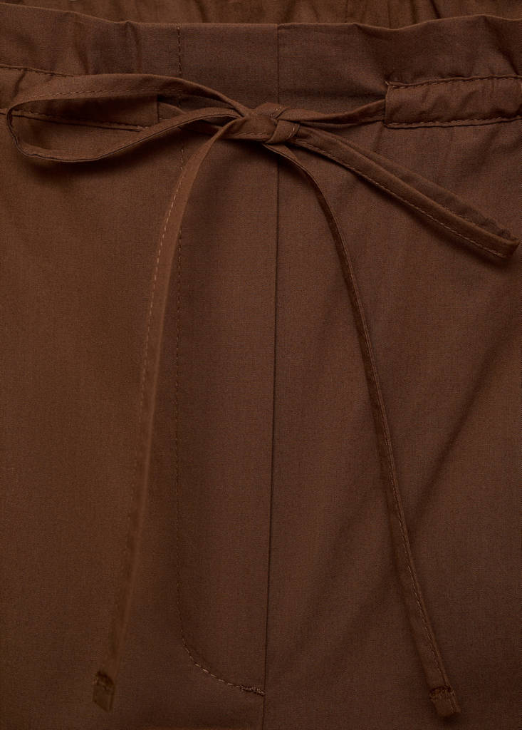 Paperbag trousers with bow — Brown