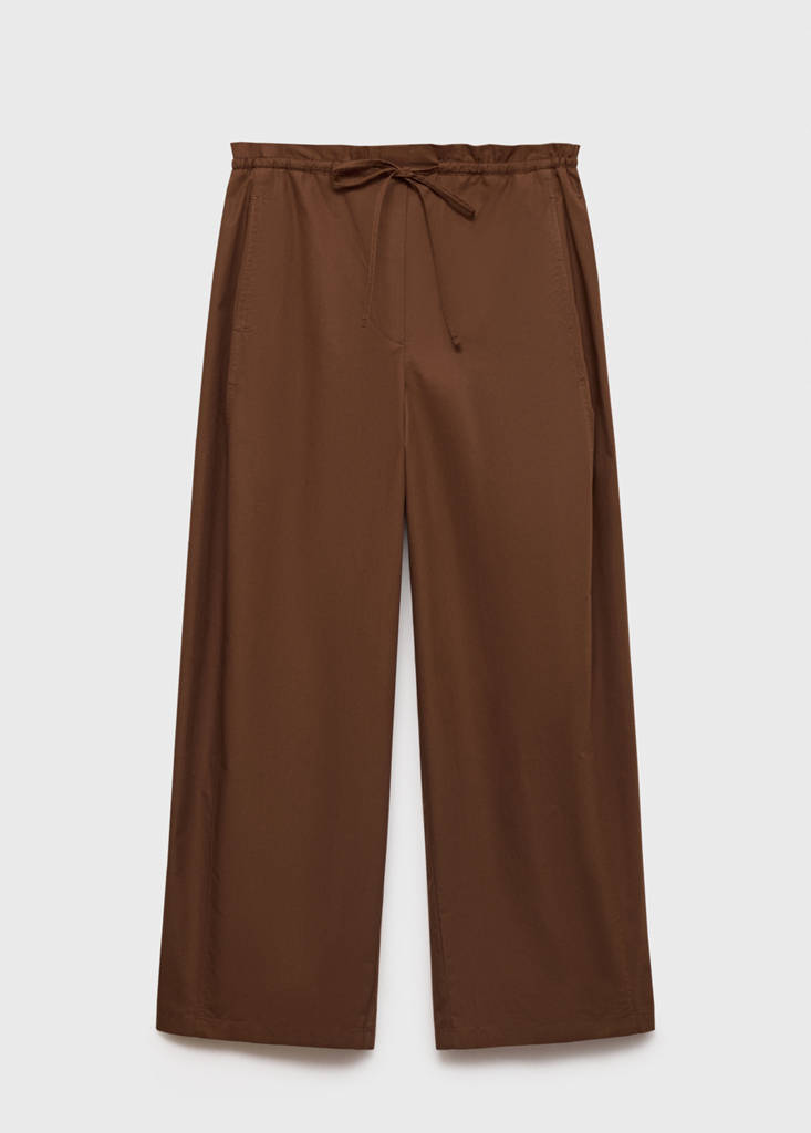 Paperbag trousers with bow — Brown