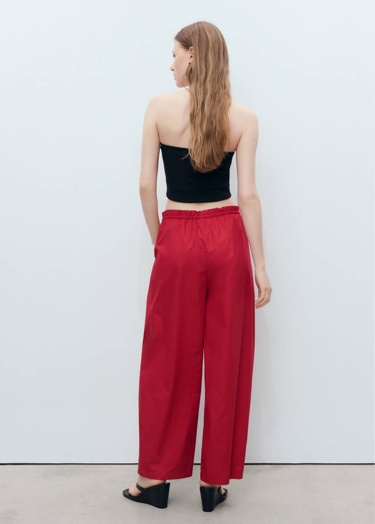 Paperbag trousers with bow — Red