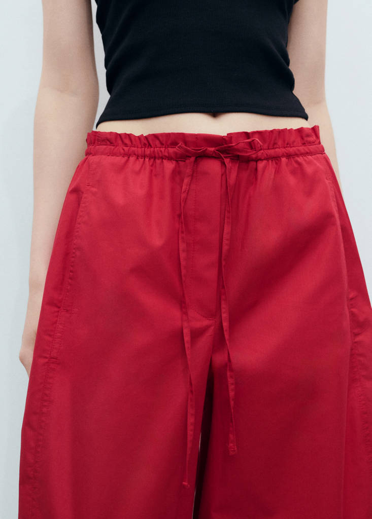 Paperbag trousers with bow — Red