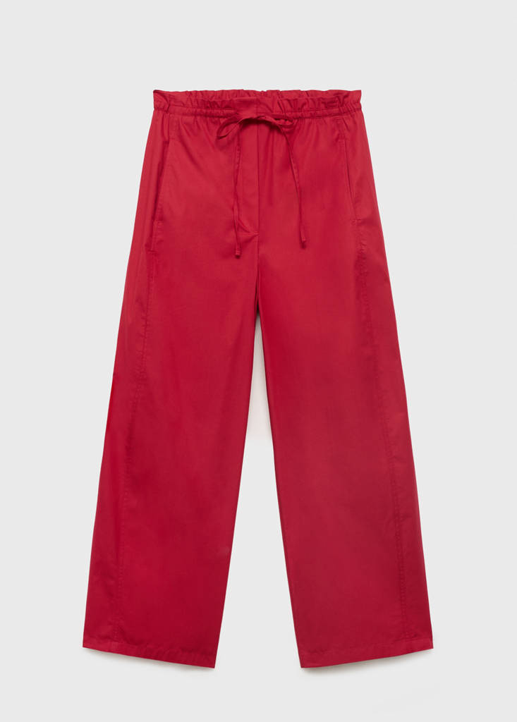 Paperbag trousers with bow — Red